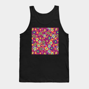 RETRO GROOVY FLORALS YELLOW, PINK, MAGENTA, BLUE GREEN Y2K 2000S Tank Top